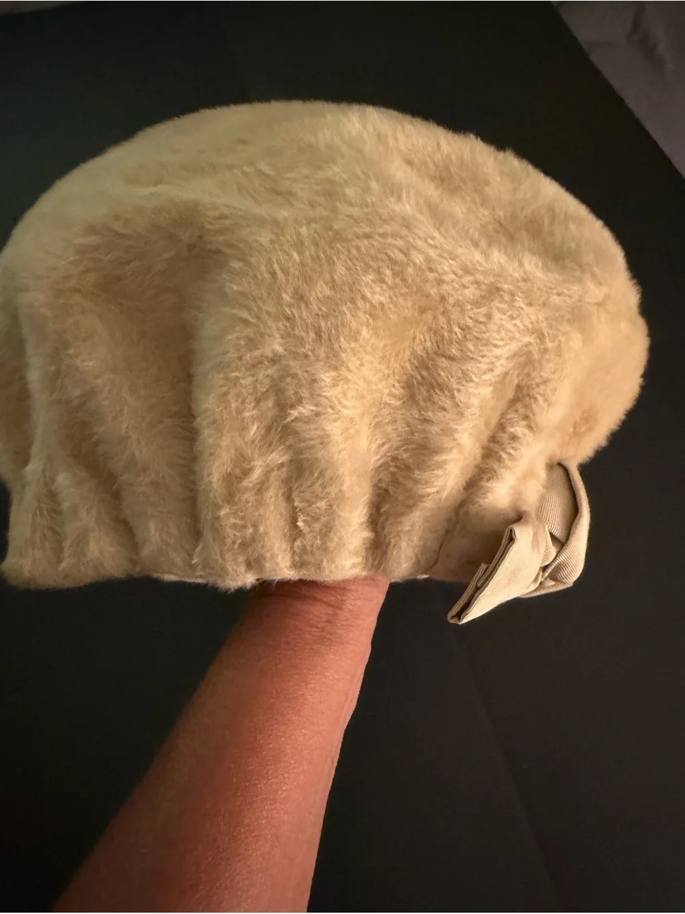 Miss Dior Vintage Cream Faux Fur Christian Dior Hat with Coral Trim